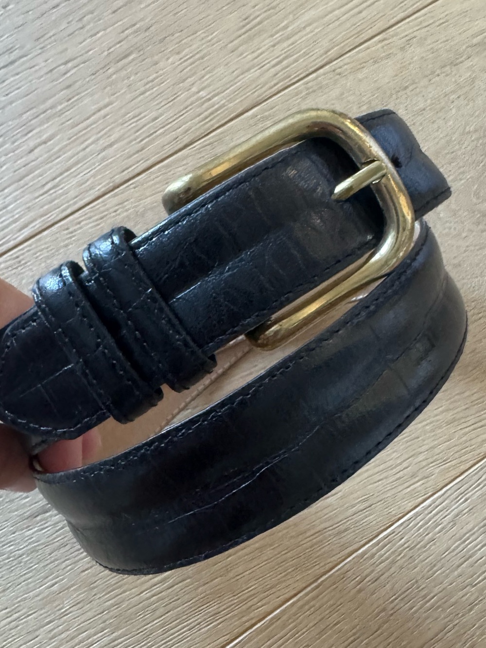 Vintage Cipriani Italian Alligator Black Leather Belt Size Large